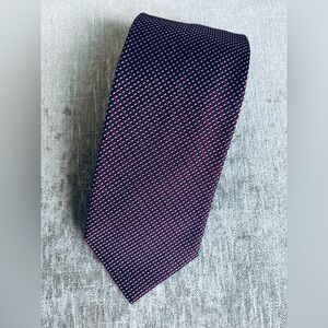 Faconnable navy and red micro print handmade silk tie